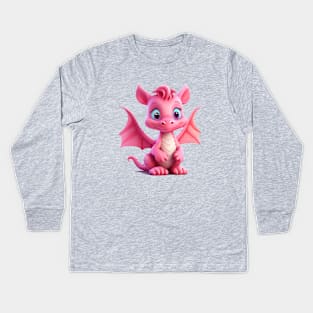Little Pink Dragon Kids Long Sleeve T-Shirt